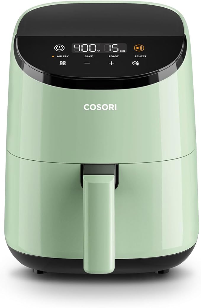 COSORI Small Air Fryer Oven 2.1 Qt, 4-in-1 Mini Airfryer, Bake, Roast, Reheat, Space-saving & Low-noise, Nonstick and Dishwasher Safe Basket, 97% less oil, Sticker with 6 Reference Guides, Green