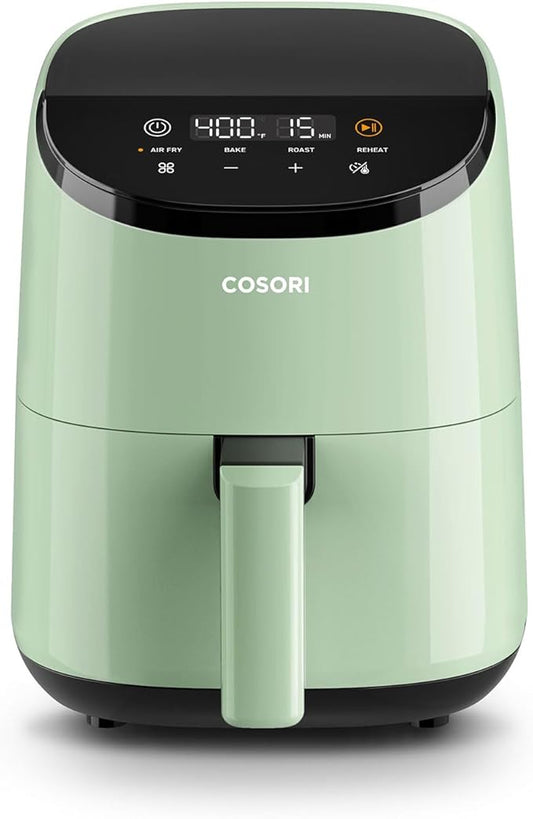 COSORI Small Air Fryer Oven 2.1 Qt, 4-in-1 Mini Airfryer, Bake, Roast, Reheat, Space-saving & Low-noise, Nonstick and Dishwasher Safe Basket, 97% less oil, Sticker with 6 Reference Guides, Green