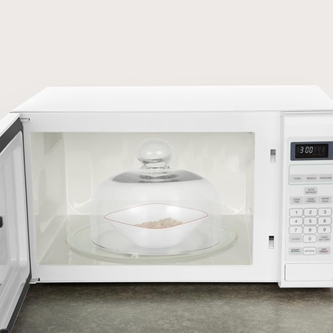 SOIMISS 6.2-Inch Mini Glass Microwave Splatter Cover, 4.7" Tall Dome Food Lid with Steam Vent, Heat-Resistant Clear Splash Guard for Soup Bowls and Mugs
