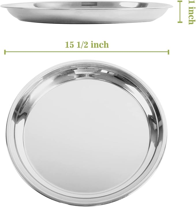 16in Stainless Steel Drip Pan for Kamado Joe Classic Joe & Big Joe, Large & XLarge Big Size Green Egg Grills, Stainless Steel Pizza Tray Pizza Pan for Turkey Baking, Roast Chicken