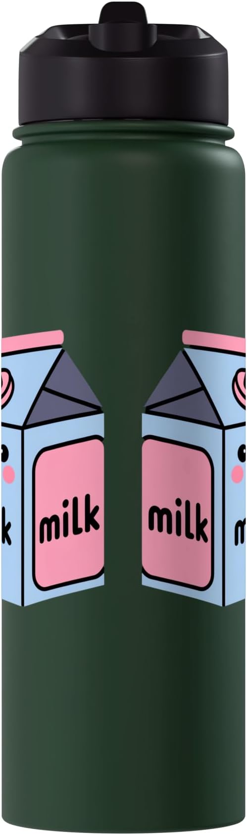 Milk Carton Kawaii Cute Smiling Milk Stainless Steel Insulated Water Bottle