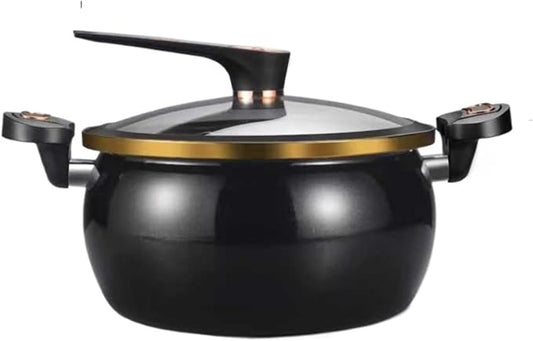 8L / 8.45Qt Micro Pressure Cooker With Visual Glass Lid & Handles, Non-Stick Multi-Function Pot For Gas, Electric Ceramic & Induction Stoves(Black)
