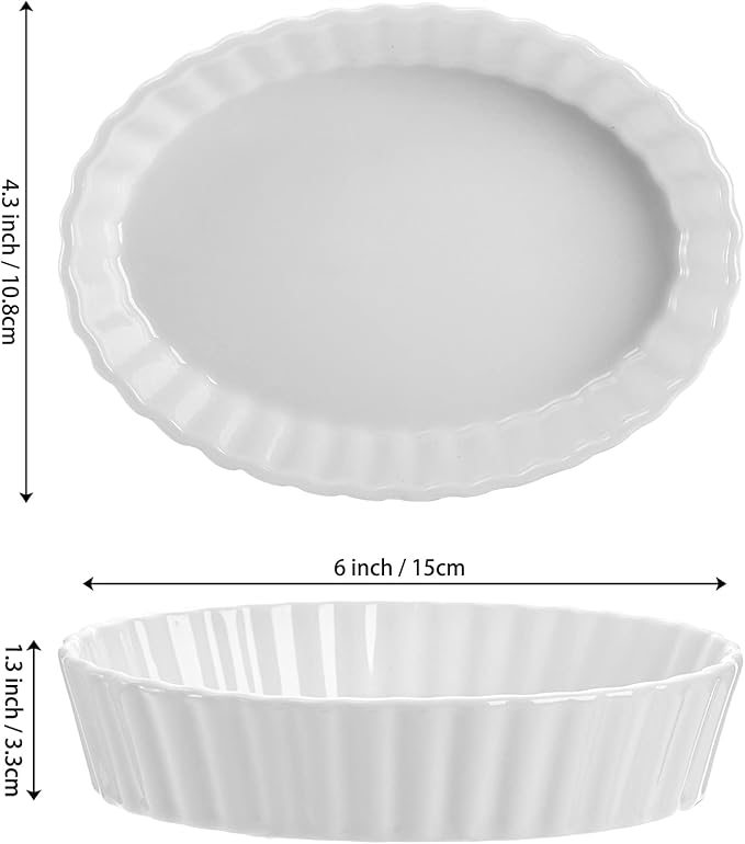 Foraineam Set of 8 Pieces Porcelain Ramekins, 6 Ounce Oval Creme Brulee Ramekin Dishes 6 x 4-1/4 x 1-1/4 Inch Baking Ramekins Set