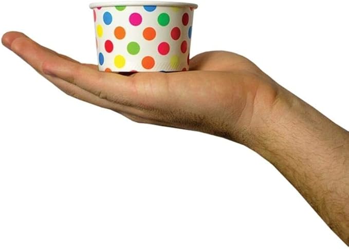 UNIQ 1000-Count 4 oz Polka Dot Paper Ice Cream Cups Rainbow | Dessert Bowls in Multiple Colors & Sizes Frozen Dessert Supplies