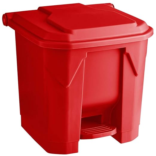 PRO&Family 32 Qt. / 8 Gallon Red Rectangular Step-On Trash Can. Trash Bin Waste Basket Garbage Bin Recycle Bin Kitchen Garbage Can with Lid Recycle Bin