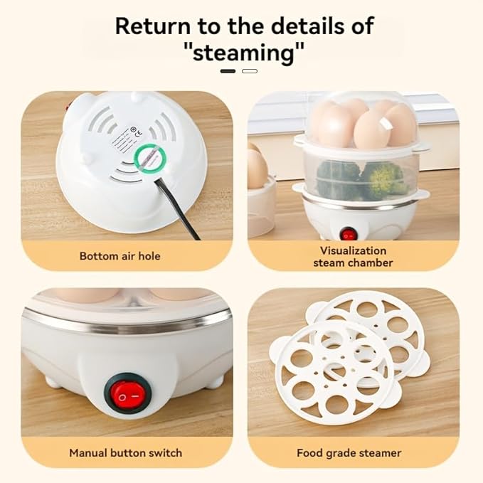 Rapid Egg Cooker, egg steamer, Easy-to-Peel, Hard, Soft Boiled Eggs, Poacher, Omelet Maker, Hard Boiled Eggs, Kitchen Appliance, Egg Cooker Multi-Use