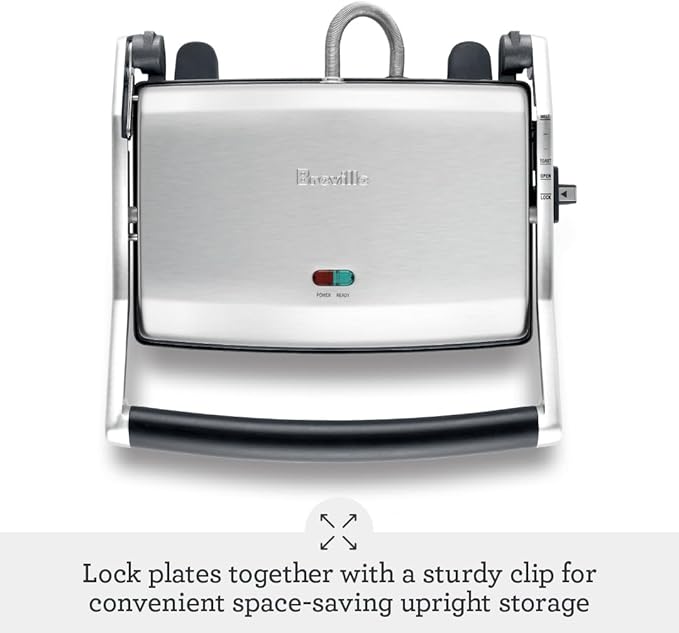 Breville BSG520XL Panini Duo Nonstick Sandwich Maker Press, 2 Slice, Brushed Stainless Steel