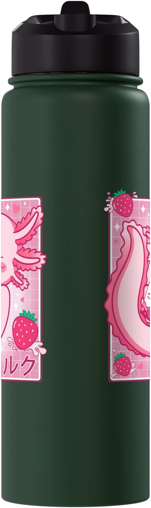 Kawaii Axolotl Strawberry Milk Shake Carton Japanese Anime Stainless Steel Insulated Water Bottle
