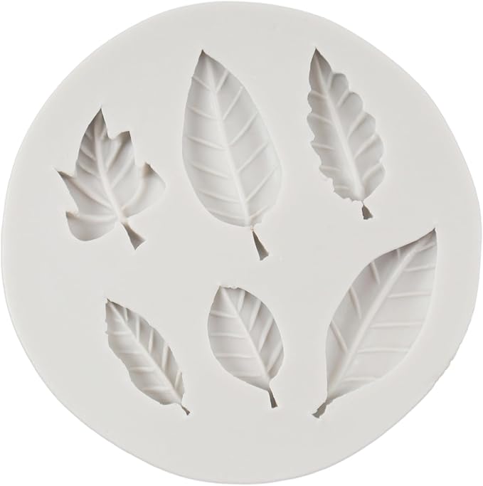 Leaf Silicone Mold Maple Leaf Fondant Mold Rose Leaf Molds Fern Leaves Candy Molds For Cake Decoration Cupcake Topper Chocolate Polymer Clay Gum Paste Set of 6