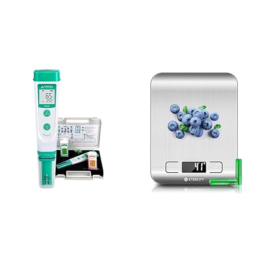 APERA INSTRUMENTS AI209 Value Series PH20 Waterproof pH Tester Kit, ±0.1 pH Accuracy & Etekcity Food Scale, Digital Kitchen Scale, 304 Stainless Steel, Weight in Grams and Ounces