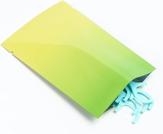 100 Pcs Custom Glossy Mini Mylar Bags, Custom Logo/Text/Barcode, Single Side One Color Print, Heat Seal Pouches with Tear Notches for Food, Small Business, Retail (Yellow Glossy, 10 * 15CM/4.0"*6.0")
