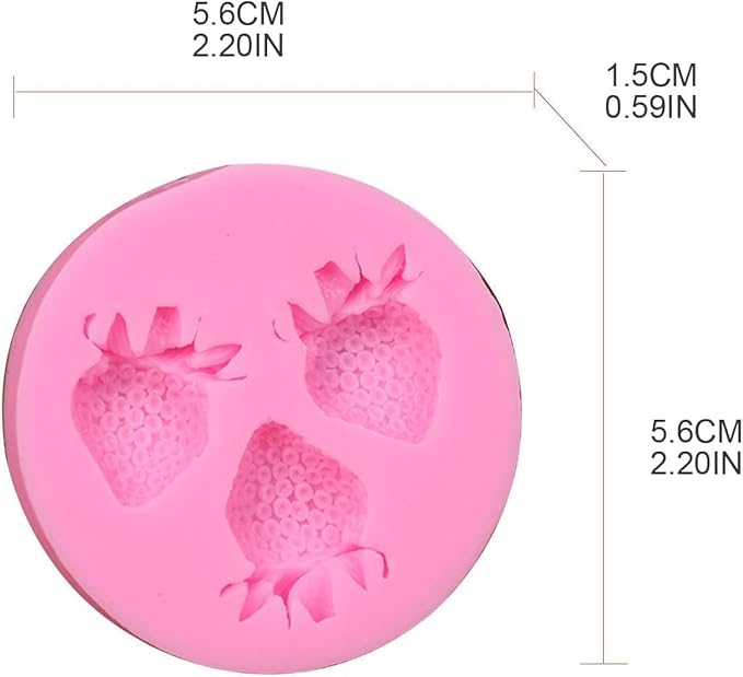 3Pcs Pink 3D Strawberry Silicone Mold Soap Sugar Fondant Molds DIY Cake Chocolate Decorating Tool Candy Biscuit Fondant Molds For Cake Decorating Kitchen Cookware, Pastry and Baking