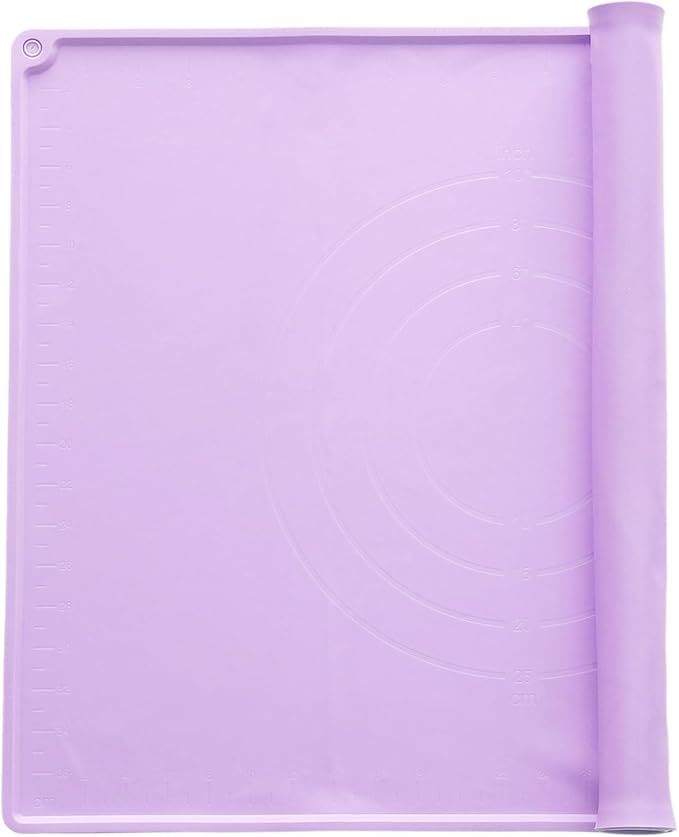 uxcell Silicone Pastry Mat, 19.7" x 15.8" Silicone Baking Mat with Measurements, Non-Stick Dough Rolling Mat for Making Pastry Cookies Bread Pizza Purple