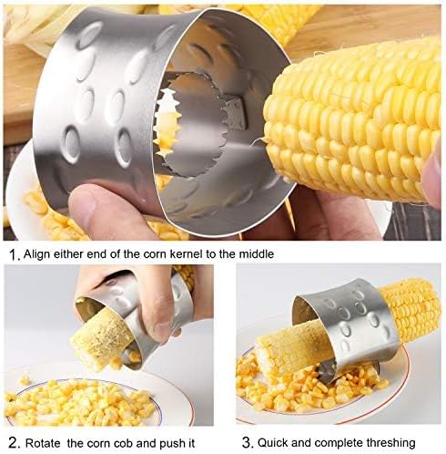 Corn Stripper Cutter Stainless Steel Corn Peeler Corn Stripping Tool for Home Kitchen with Serrated Blade