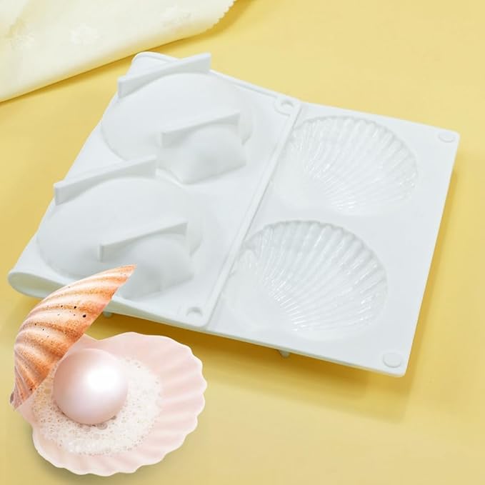 Cake Mold Shell Shaped Silicone Baking Cookie Biscuit Mold DIY Bakeware Pan Mould Kitchen Accessories (Shell J_11.8 X6.8 X1 inch)