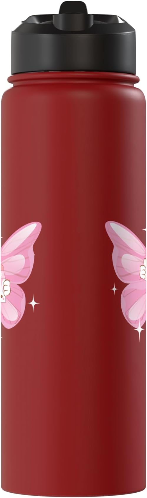 Butterfly Kawaii Strawberry Milk Shake Carton Stainless Steel Insulated Water Bottle