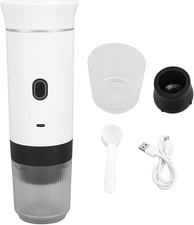 Asixxsix Portable Maker, Rechargeable 2500mAh Battery One Button Operation Travel Coffee Maker, Camping with Rich Flavor Extraction for Travel Office Household (White)
