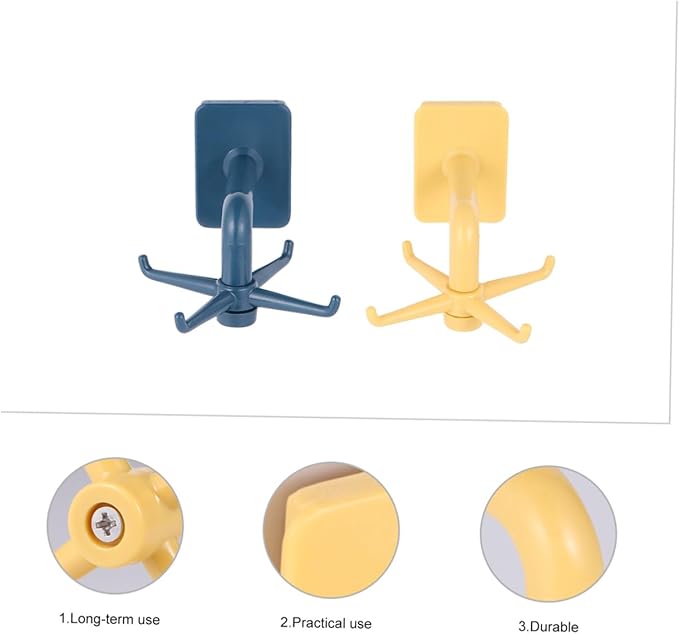Unomor 2pcs Wall-Mounted Rotatable Hangers Storage Rack for Kitchen Bathroom Utensil Organizer with Rotation Smooth Surfaces