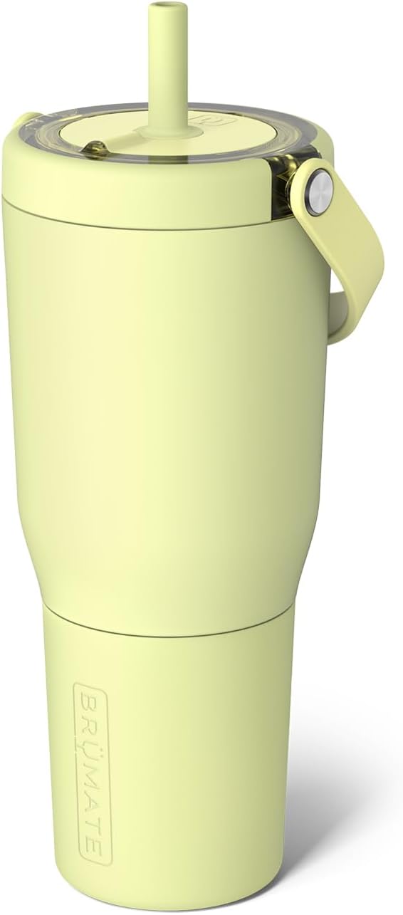 BrüMate Resa 35oz 100% Leakproof Travel Tumbler w/Handle & Straw | Flexible SoftSip Straw | Silicone Sleeve for Durability | Stainless Steel | Cup Holder & Travel Friendly Water Bottle (Prickly Pear)