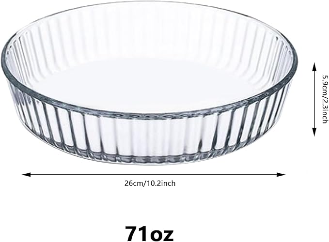 10 Inch Glass Deep Pie Dish for Baking Glass Baking Dish Clear and Durable Oven Baking Pie Pan Quiche Baking Dish Deep