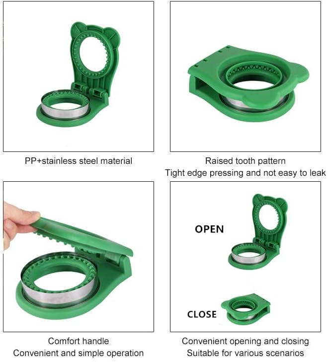 CHICHAUS Uncrustable Sandwich Maker,Sandwiches Pocket Circle Shape 3.7Inch Sandwich Cutter and Sealer,Sandwich Cutter for Kids Breakfast and lunchboxes (Green)