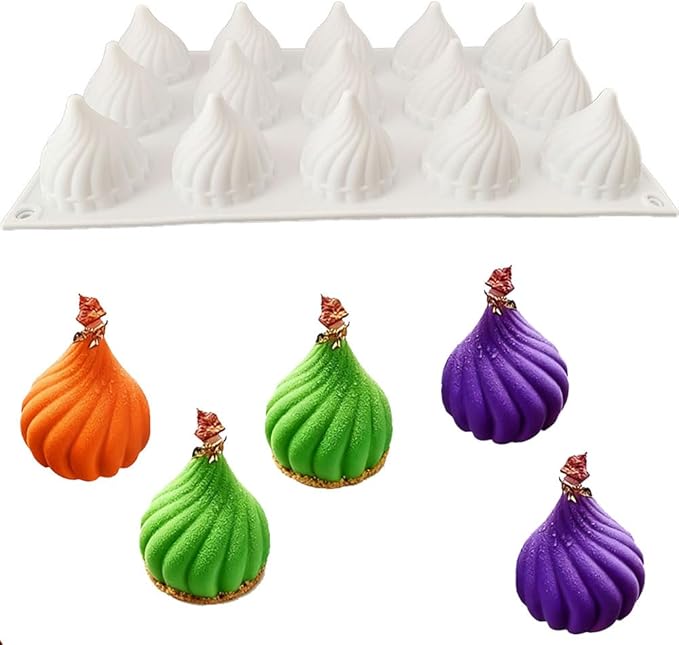 15 Hole Onion Shape Silicone Mold for Baking Mousse Cake Ice Cream Dessert Pudding Brownie Pastry Fondant Jelly Cake Decoration Mold