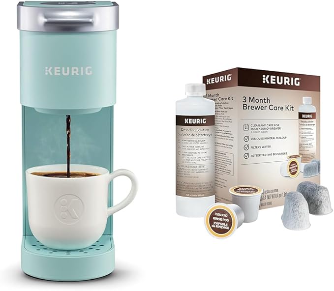 Keurig K-Mini Single Serve Coffee Maker & 3-Month Brewer Maintenance Kit Includes Descaling Solution, Water Filter Cartridges & Rinse Pods, Compatible Classic/1.0 & 2.0 K-Cup Coffee Makers, 7 Count