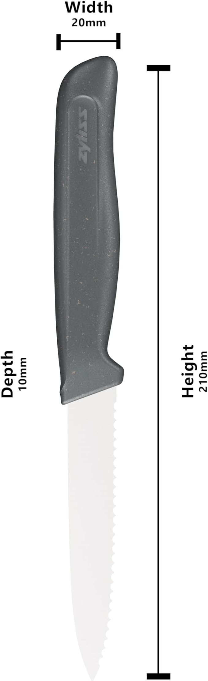Zyliss Serrated Paring Knife – German Stainless Steel Blade with Sustainable Wheat Straw NonSlip Handle –Kitchen Knife for Fruits & Vegetables – Blade Guard Included – Dishwasher Safe – 3.9 inches