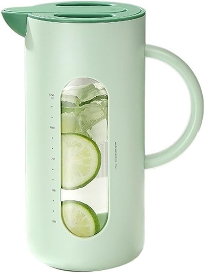Cold kettle Cold kettle household high temperature resistant cold kettle set glass kettle cold bubble pot Water Pitcher Set for Hot/Cold Water(Green)