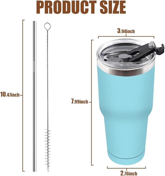 Amtidy 12 Pack 30oz Travel Mug, Powder Coated Stainless Steel Vacuum Double Wall Bulk Tumbler, Durable Insulated Coffe Cup with Splash Proof Lids straw and cleaning brush，for Home, Office, Party