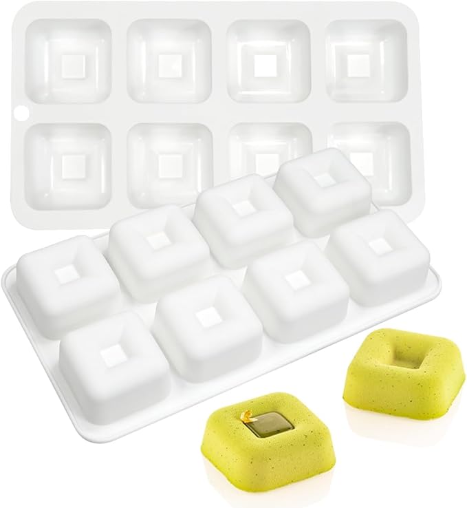 mostsom Silicone Molds Mousse Mold Square Silicone Candy Molds For Chocolate Truffle Mousse Cake Dessert Mold DIY Baking Mold Baking Tool 8-Cavity Butter Mould (H_ Small Square)