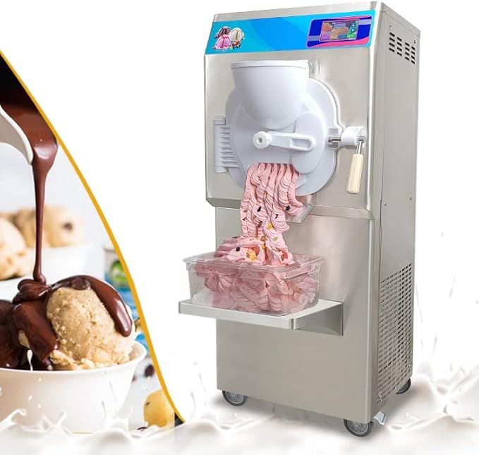 Kolice ETL Certificate Commercial Hard ice Cream Machine Gelato ice Cream Making Machine Italian Water ice Maker-Italy Designed Extra Strong Door, 9-11 Gal Per Hour