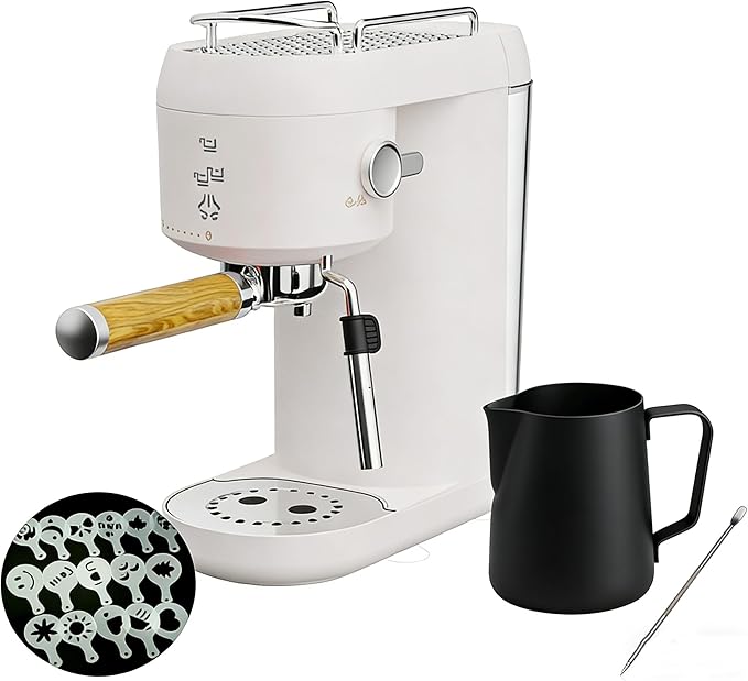 1L Espresso Coffee Machine, With 20 oz Stainless Steel Espresso Milk Frothing Pitcher Jug Frother Cup,With Coffee Decoration Mold Tool
