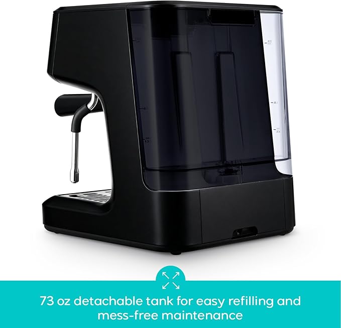 CASABREWS Ultra Espresso Machine with LCD Display, 20 Bar Espresso Maker with Powerful Milk Frother, Customizable Brewing Temperature, Barista-Level Latte and Cappuccino Machine for Home, Black
