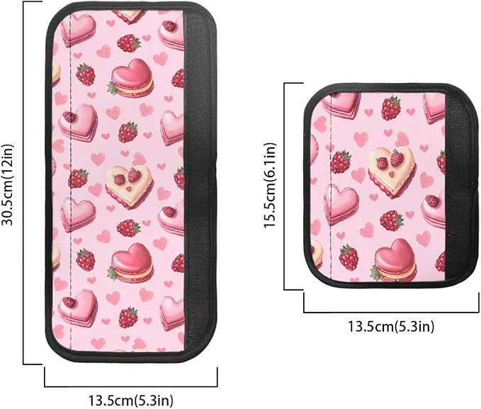 Cute Fridge Door Handle Covers Pack of 6 Kitchen Appliance Decor Handles Waterproof Door Cloth Protector for Refrigerator Cabinet Dishwasher, Berry Love Heart Shaped Cake Pink
