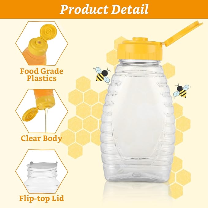 30 Pcs 8oz Honey Squeeze Bottles, Clear Plastic Honey Jar with Flip Lid, Leak Proof Honey Container Honey Dispenser for Storing and Dispensing Honey