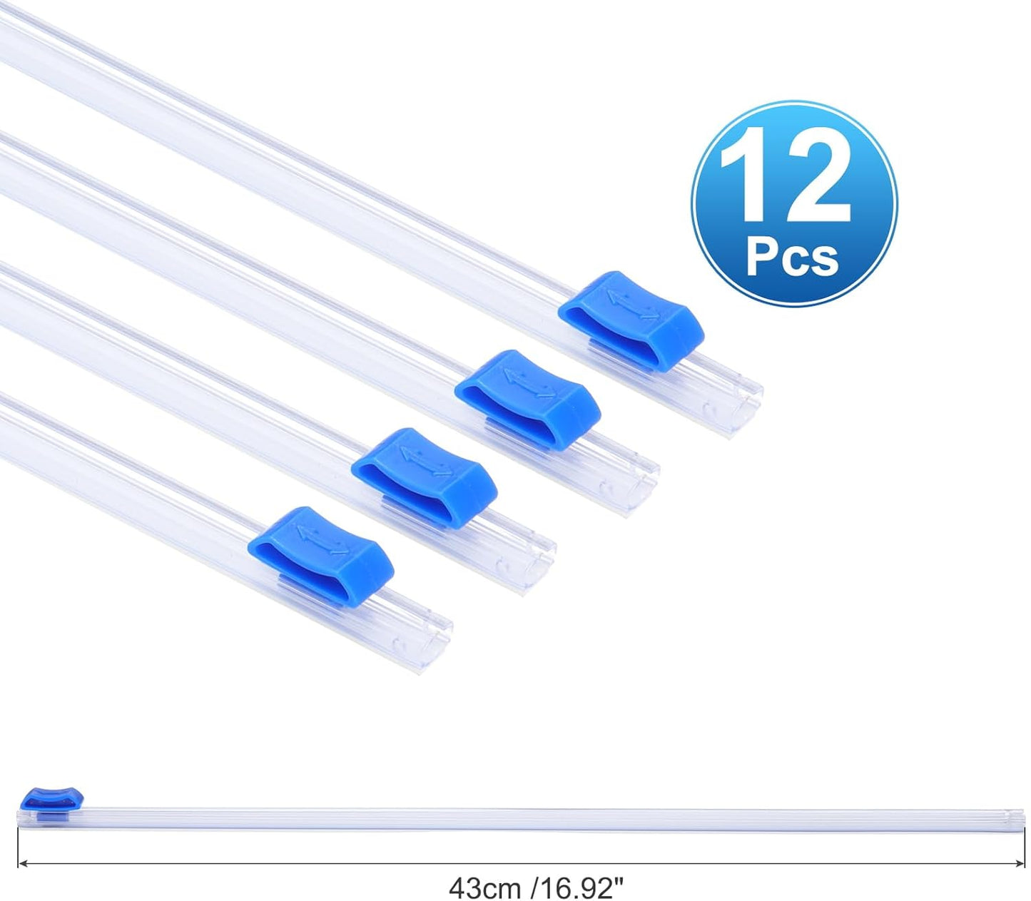 PATIKIL 12pcs Plastic Wrap Cutter, 17in Plastic Wrap Slide Cutter Self Adhesive Installation Replacement for Aluminum Foil Wax Paper Parchment Paper Wrap Dispenser, Blue
