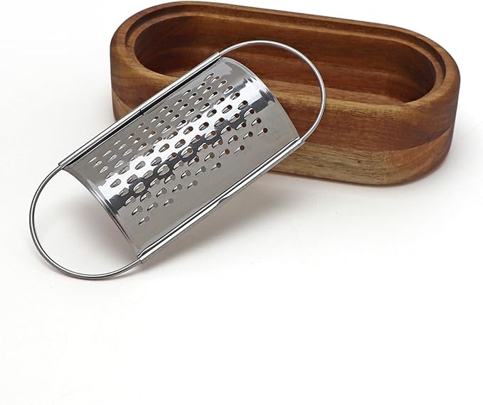 Cheese Grater - Stainless Steel With Wood Container, Hand Mini Shredder Zester Box for Kitchen
