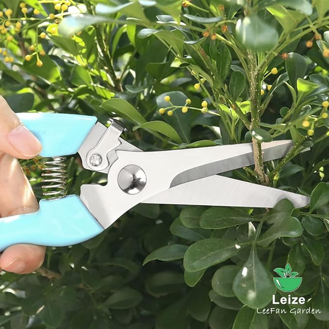 Leize Flower Scissors Set, 2 Pack Premium Thickened Stainless Steel Floral Shears, Strong Pruner for Flowers, Branches and Leaves, Upgrade