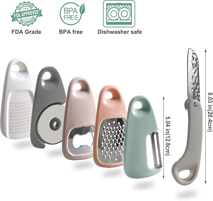 Kitchen Gadgets Set 6 Pieces, Space Saving Cooking Tools for Small Space Stackable Kitchen Accessories for Camping Glamping Travel Trailer Motorhome, Essential Portable Gadgets Gifts for RV Owners