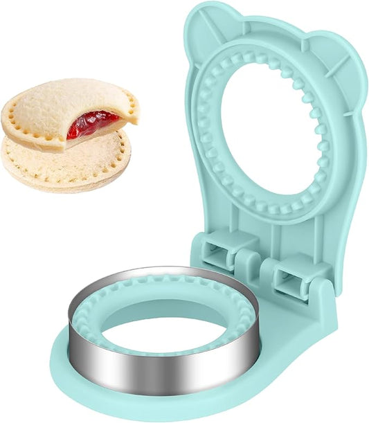 TACGEA Uncrustable Sandwich Cutter Maker – Sandwich Sealer and Cutter for Lunchbox and Breakfast, Circle Shape, Light Blue