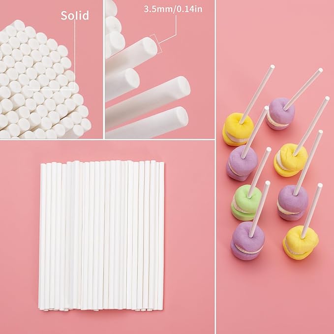 SOTMALTK 320Pcs Cake Pop Sticks and Wrappers Kit, 6inch Lollipop Sticks with Cake Pop Bags and Metallic Twist Ties Bow, Perfect for Making Lollipops,Candies,Chocolates and Cookies - Great for Parties