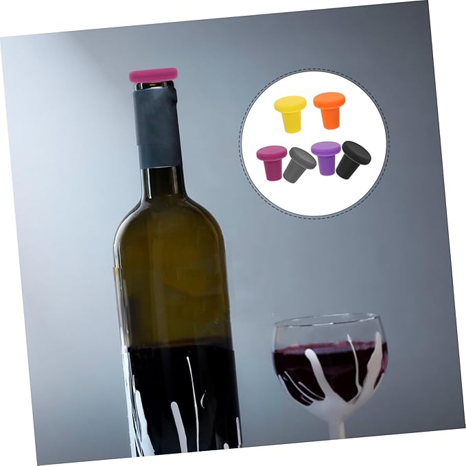 OUNONA 24pcs Silicone Wine Stoppers Airtight Seal for Wine Bottles Multi-color Silicone Beverage Sealers Prevents Leakage for Home and Bar Use