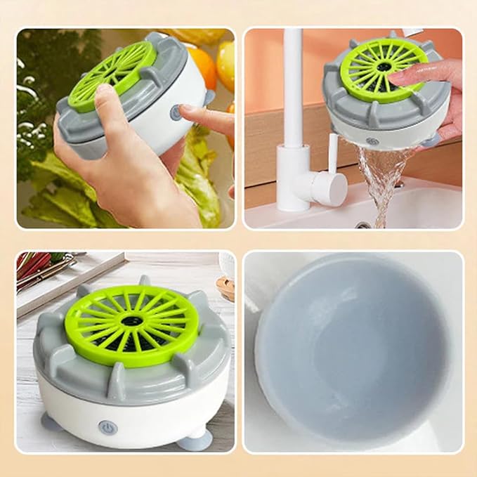 Efficient Portable Fruit and Vegetable Washers, Fruit and Vegetable Cleaning Machine, Electric Fruit Cleaner for Washing Fruits, Vegetables, Grain, Meat, Water-Proof & Wireless Charging (A)