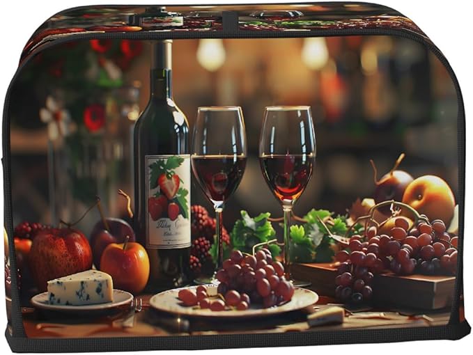 Fruit Apple Grape Wine Toaster Cover 2 Slice Dust and Fingerprint Protection Toaster Bread Maker Covers Washable Kitchen Small Appliance Covers for Kitchen Accessories Decor Bakeware Women Gift