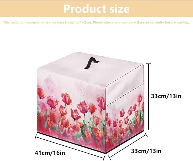 Meat Slicer Dust Cover, 16x13x13 Inch Food Slicer Cover, Compatible with Cheese Bread Meat Slicer and Most Other Model, Dust-Proof, Waterproof(Only Cover) Simple Pink Tulip Floral Print