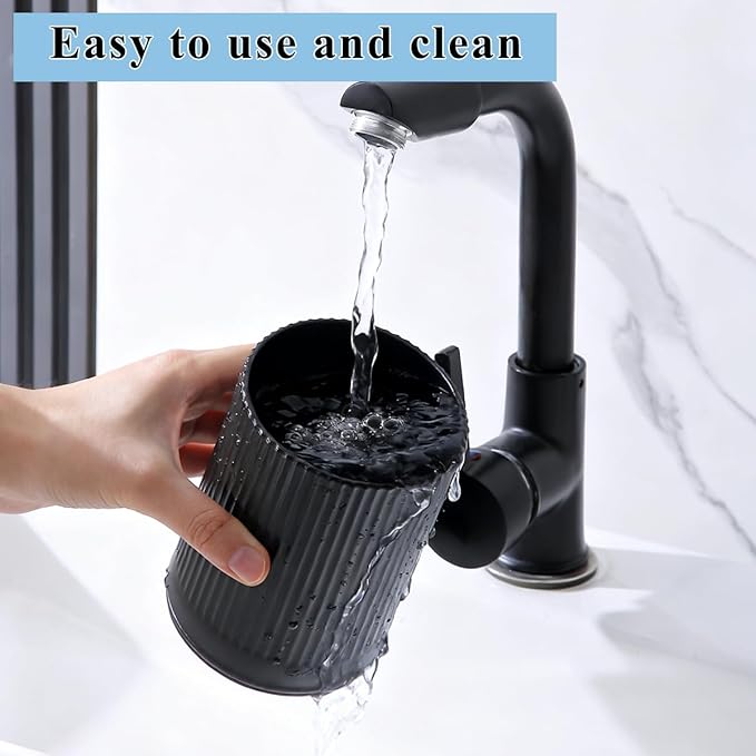 Kyraton Cooking Utensils Holder 2pcs, 360° Rotating Heavy Duty Plastic Kitchen Utensil Holder for Countertop, The Small Utensil Crock for Cutlery Silverware, Tooth Brush, Desk Pencil Pen