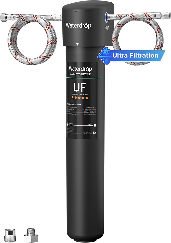 Waterdrop 17UA-UF 0.01 μm Ultra Filtration Under Sink Water Filter System, 3 Years, Reduces Lead, Chlorine, Bad Taste & Odor, Connects Directly to Your Faucet