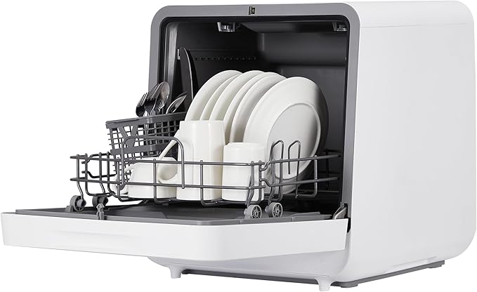 Portable Dishwasher Countertop with Large LED Display - No Plumbing Needed, 5 L Built-In Tank & Faucet Dual Inlet, Self-Priming Pump, 72℃ High-Temp Drying for Sanitizing, Compact for RV/Apartment/Dorm