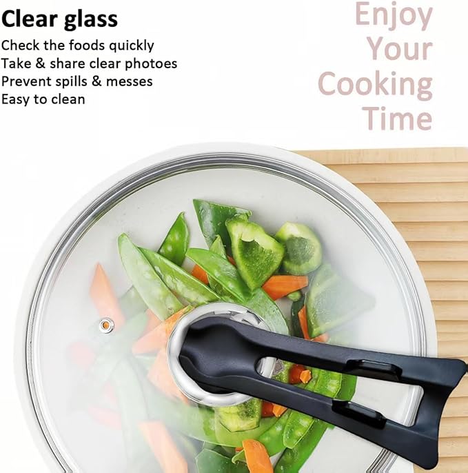 Glass Lid For Pots, Pans and Skillets, Round Tempered Clear Glass Cover Replacement with Steam Vent, Heat Resistant Handle, 11″, 12″, 12.5″, 13.5″ And 14″,11 Inch Fit Inner dia 10.8″-11.3″
